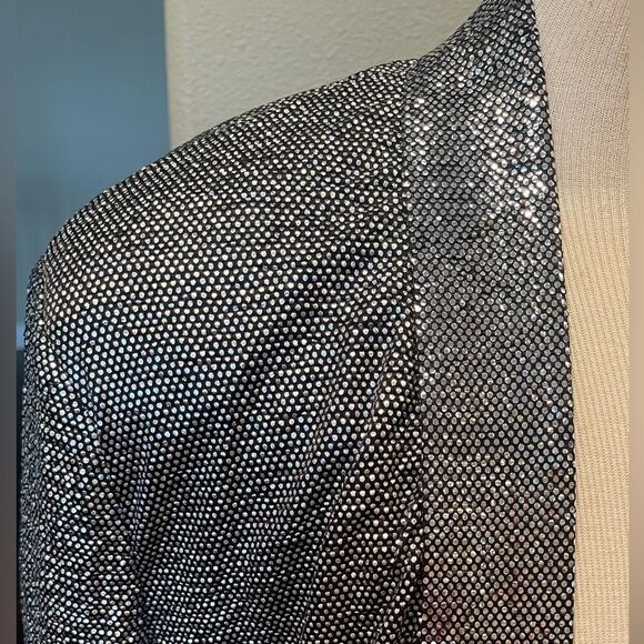Torrid Silver Black Metallic Shawl Collar Lightweight Blazer ProtonType Sz 2X - Picture 3 of 7